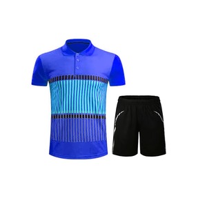 ชุดกีฬาเทนนิสชายสีน้ำเงินแบบกำหนดเอง เสื้อคอกลมแห้งเร็ว เสื้อแบดมินตันระบายอากาศ ชุดเสื้อยืดฝึกซ้อมพร้อมกางเกงขาสั้น - Product Image 6