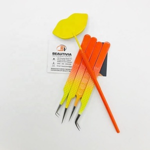 Agarre de diamante profesional, pinzas de extensión de pestañas personalizadas recubiertas de Color de dos tonos, pinzas de acero inoxidable, espejo de pestañas de Punta puntiaguda - Product Image 4