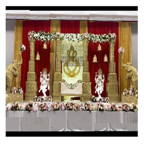 Décoration de scène de mariage sud-indienne grandiose sur le thème Ajanta Allura, en plastique renforcé de fibres, durable, avec Diya - Product Image 1