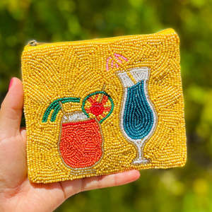 Bolso de mano compacto y portátil hecho a mano con cuentas de semillas, estilo tropical, para cócteles, con cremallera, estilo resort, para fiestas, regalo personalizado para bar, a la moda. - Product Image 4