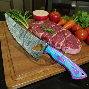 Couteau de Chef Damas Fait Main, Hachoir à Viande Compact, Style Vintage, Manche en Bois, Écologique, Lame de 4-5,9 pouces, Taille Personnalisée, Fourniture en Gros - Product Image 3