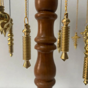 Péndulo de Radiestesia de Ágata MUNTAHA de Doble Punta, Acanalado, de Latón Pulido en Forma de Círculo, para Sanación Energética y Reiki, Calidad Premium, Venta al por Mayor - Product Image 3