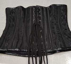 Women PU Leather Waist Cincher <b>Corset</b> Firm Control Hook And Eye Closure Breathable Shapewear Adult Size Medium Front Clasps - Product Image 3