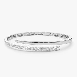 Yellow 14K Gold Graduated Lab Grown Round Brilliant Cut Filled Diamond Luxury Open <b>Bangle</b> <b>Bracelet</b> - Product Image 3