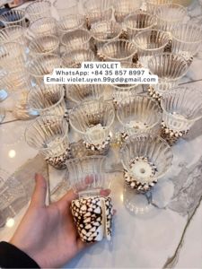 แก้วค็อกเทลและไวน์เปลือกหอยทำมือ 99 ชิ้นจาก Gold Data - ของตกแต่งบาร์ริมชายฝั่งที่ไม่เหมือนใคร ของตกแต่งงานแต่งงานริมชายหาดแบบสั่งทำพิเศษ ความจุ 20-100 มล. - Product Image 5