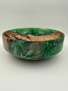 Bol de service artisanal en résine, motif bois vert, pour salade et fruits, personnalisable avec logo, passe au lave-vaisselle, vaisselle pour mariage, maison, cadeaux - Product Image 2