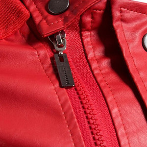 Slim Fit Motorcycle <b>Jacket</b> <b>Red</b> PU <b>Leather</b> Waterproof Windproof Casual Outerwear Zipper Closure Stand Collar Winter <b>Men</b> - Product Image 6