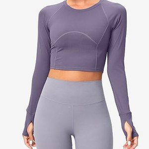 Camisetas Deportivas de Manga Larga sin Costuras para Mujer, de Secado Rápido, Ecológicas, para Atletismo, Fitness, Running, Yoga y Entrenamiento - Product Image 1