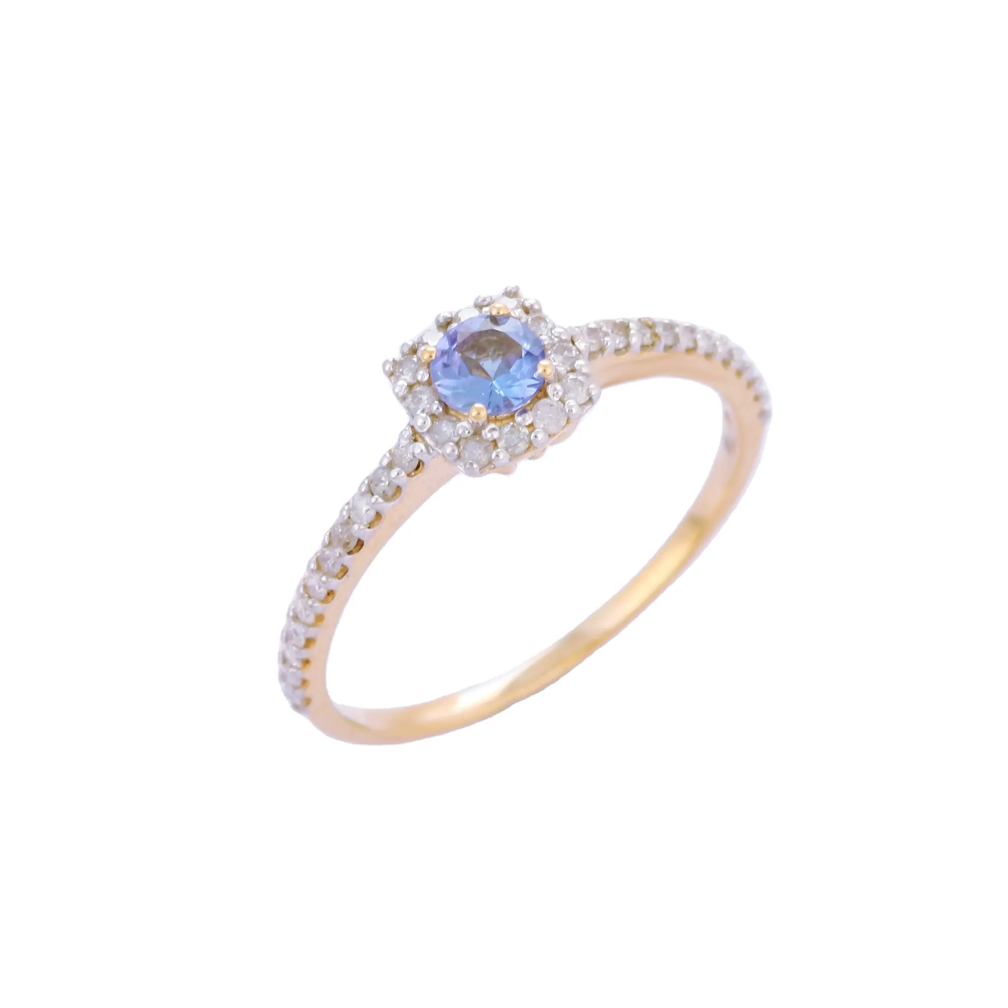 Luxury Jewelry Natural Blue Sapphire With Diamond Engagement Ring 14K Solid Yellow Gold Wedding Rings Custom Jewelry