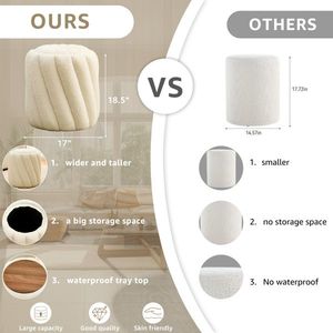 Upholstered Padded Seat Foot <b>Stool</b> Vanity Ottomans <b>Storage</b> for Makeup Room Footrest for Living Room Comfortable Vanity <b>Stool</b> - Product Image 3