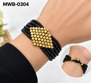 Bracelet élastique fait main en perles de verre soufflé multicolores de style néo-gothique pour homme et femme, idéal pour les fêtes MWB-0304 - Product Image 6