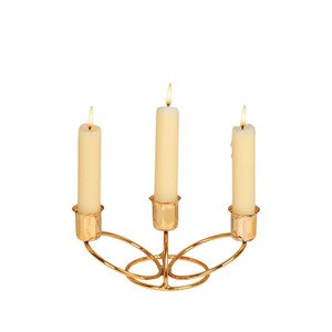 Fancy <b>Gold</b> 3 Arm Metal Candle Holder Creative Knot Design <b>Decorative</b> Candlestick Stand For Wedding <b>Party</b> Home Dining Table Use - Product Image 1