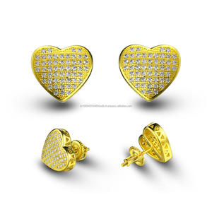 Boucles d'oreilles en argent sterling 925 plaqué or, serties de moissanite et de diamants, bijoux fins étincelants pour femmes - Product Image 1