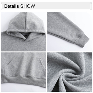 เสื้อฮู้ดดี้โอเวอร์ไซส์ผู้ชาย สีเทาล้วน ผ้าฝ้ายฟลีซ 100% สไตล์ลำลอง มีกระเป๋า ทรงหลวม ใส่ได้ในฤดูหนาว - Product Image 3
