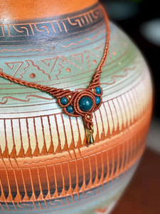 Handmade Brown Macrame Blue Apatite <b>Necklace</b> Adjustable Boho Healing Ethnic <b>Statement</b> Pendant Jewelry Wholesale - Product Image 3