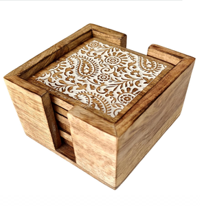 Acacia Wooden Coffee & Wine Set Modern Square Hand Engraved Wooden Customized <b>Tea</b> <b>Coaster</b> Dinnerware Wooden <b>Coaster</b> - Product Image 1
