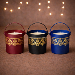 Ensemble de 3 bougeoirs marocains en métal, coffret cadeau - Product Image 1