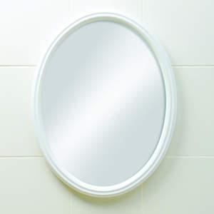 VILLA ULTIMA DELUXE SINGLE <b>MIRROR</b> <b>WHITE</b> Oval Shape Minimalist Design Decorative Framed Home Decor Bathroom Wall <b>Mirror</b> - Product Image 1