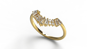 Luxury 18K Gold Curved Round And Baguette Diamonds Wedding <b>Ring</b> Engagement <b>Stacking</b> Band Jewelry Fine Jewelry For Women - Product Image 2