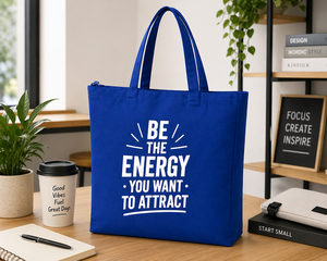 300gsm Royal Blue <b>Canvas</b> <b>Tote</b> Bag 19x17x4 Cotton Zipper <b>Tote</b> Extra Large Reusable Eco Friendly Shopping Bag Long Handle Custom P - Product Image 2