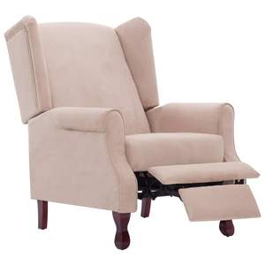 Fauteuil inclinable standard confortable en tissu polyester crème avec structure en bois - Product Image 4