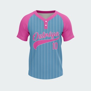 Camiseta Deportiva de Béisbol con Estampado OEM, Diseño Personalizado Unisex, Dos Botones, Softball, 100% Poliéster, Secado Rápido, Cuello en V, Manga Corta - Product Image 5