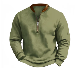 Sweat-shirt à demi-zip pour homme avec logo personnalisé, en molleton mélangé de coton, col montant, haut de jogging, vêtements de sport en gros avec logo personnalisé - Product Image 3