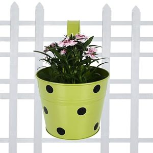 Pot suspendu en métal vert avec trous circulaires pour fleurs et plantes vertes, design moderne minimaliste, finition thermolaquée - Product Image 1