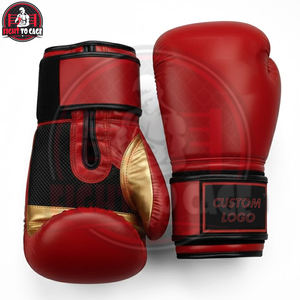 ถุงมือแข่งขันระดับโปรสีแดง พร้อมที่รัดข้อมือเสริมความแข็งแรง ทำจากหนังแท้ เพื่อการปกป้องที่ดีขึ้นและความสบาย - Product Image 3