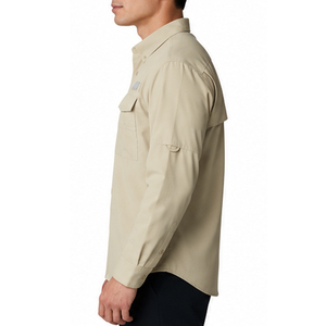 Chemise de pêche à manches longues pour homme, en jersey solide, boutonnée, UPF 50+, 100% coton, 180g, séchage rapide, imprimé numérique, avec poche - Product Image 3