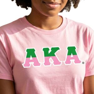 Camiseta AKA de dos tonos con letras griegas para mujer, camiseta rosa y verde para hermandades, ropa informal universitaria, top de verano - Product Image 5