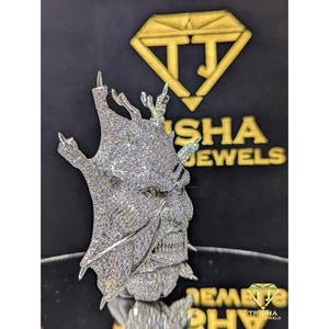 Colgante de Cabeza de Diablo de Diseñador, con Incrustaciones de Diamantes Moissanite VVS, Plata de Ley 925, Joyería de Rapero de Trisha Jewels - Product Image 3