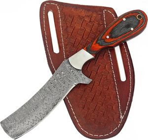 มีดล่าสัตว์ดามัสกัสทำมือ OEM ราคาประหยัด ขนาด 8 นิ้ว ใบมีดแบบ Fixed Blade ด้ามไม้ ฟูลแทงค์ คุณภาพระดับอุตสาหกรรม มีดคาวบอย พร้อมปลอกหนัง - Product Image 2