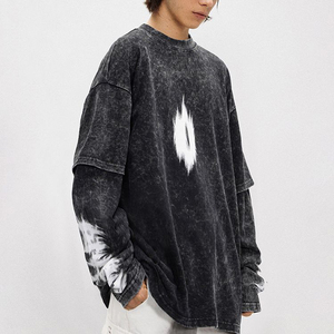 เสื้อยืดแขนยาวสองชั้นแบบลำลองสไตล์วินเทจสำหรับผู้ชาย ผลิตตามสั่ง - Product Image 4