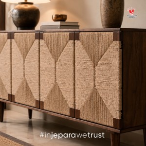 Custom Design Teak Wood Sideboard <b>Cabinet</b> Handmade Rattan <b>Buffet</b> Console for Hotel Villa Wholesale Indonesia - Product Image 2