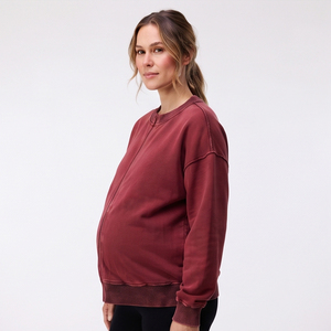 High Quality Zipper Maternity Jacket Women Crew Neck <b>Nursing</b> Breastfeeding Jackets Ladies 100% Cotton Maternity Bomber Jackets - Product Image 1