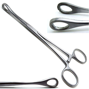 Foerster <b>Sponge</b> Holding Forceps Serrated Jaw Surgical Clamp Stainless Steel Ring <b>Handle</b> CE OEM Instrument - Product Image 1