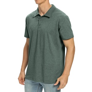 Polo de Manga Corta Verde Sólido para Hombre, Tela Oxford de Algodón, Casual, Transpirable, Corte Regular, Diseño con Botones, Estilo Tejido - Product Image 1
