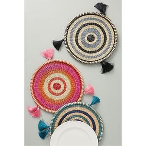 Wholesale Handcrafted Woven Straw <b>Placemat</b> with Decorative Tassels Bohemian Round <b>Table</b> Mat <b>for</b> Kitchen Dining and Home Decor - Product Image 1