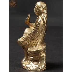 Statue en laiton de 3 pouces faite à la main de petit Sai Baba assis sur un article de sculpture indienne Rock - Product Image 4