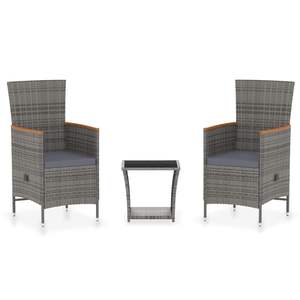 Ensemble de salon de jardin en polyrotin gris foncé avec coussins confortables - Product Image 2