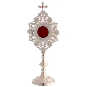 Monstranza de Latón con Acabado Plateado, con Detalles de Espejo, Decorativa para Mesa, para Uso en Iglesias Católicas, en Oferta - Product Image 5