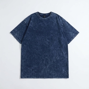 Camisetas Oversize Vintage Lavadas para Hombre Primavera Verano, Personaliza tu Propio Logotipo, 100% Algodón, Camiseta de Algodón Grueso con Lavado Ácido - Product Image 1