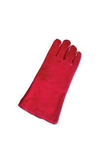 Extra Long Leather Welding <b>Gloves</b> Red Yellow Fleece Lined Molten Metal Splash Test <b>Type</b> B Straight Thumb MIG TIG Customizable - Product Image 2