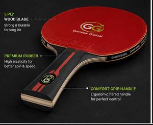 Paleta de tenis de mesa de madera roja con goma de espinillas externas, alto giro, alto control, mango ligero para entrenamiento y competición - Product Image 4