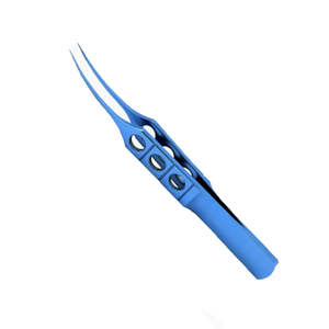 Pinzas manuales de acero inoxidable para atar ojos, 0.12mm, anguladas, con revestimiento de titanio azul, para uso quirúrgico microoftálmico, certificadas CE, al por mayor - Product Image 1