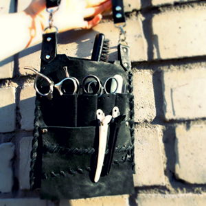 Modern Genuine Leather Barber Scissor Holster Professional Stylist Tool Bag <b>Pouch</b> With Adjustable Belt LBSH-0010 - Product Image 1