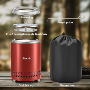 Portatile da giardino esterno per giardino in acciaio inox 304 tavolo senza fumo pellet di legno che brucia falò per il campeggio - Product Image 4