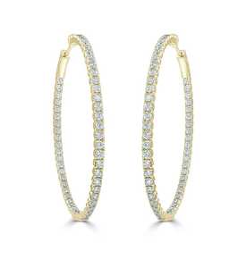 Diamond Large Hoop Earring 50 mm Hinged 14k 18k <b>Solid</b> <b>Gold</b> Pave Round Cut Lab Grown Modern Luxury Jewelry <b>Huggies</b> Factory Price - Product Image 1