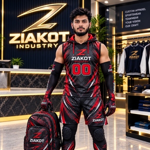 ชุดยูนิฟอร์มฟุตบอล 7 คน แบบสั่งพิมพ์ลายเอง สำหรับฤดูร้อน ประกอบด้วยเสื้อ กางเกงขาสั้น ฮู้ด ถุงมือ ที่คาดผม กระเป๋าเป้สะพายหลัง และชุดทีม - Product Image 1